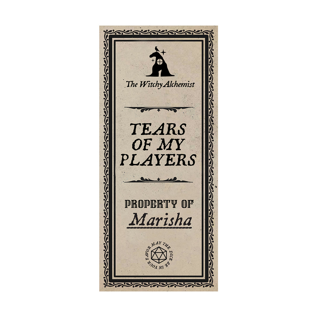 Custom D20 Tears of My Players Potion for DMs (Personalize with name!) - additional 3-week delay from order date